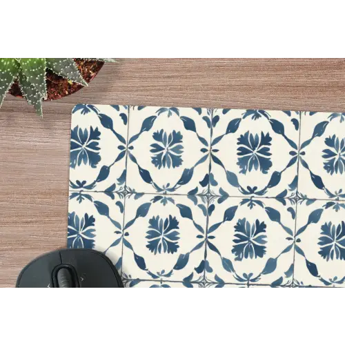 Grafisch - Tegel - Blauw muismat rubber klein 262 -closeup