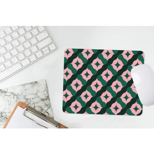 Groen - Roze - Retro - Sterren muismat rubber klein 262 -witbureau
