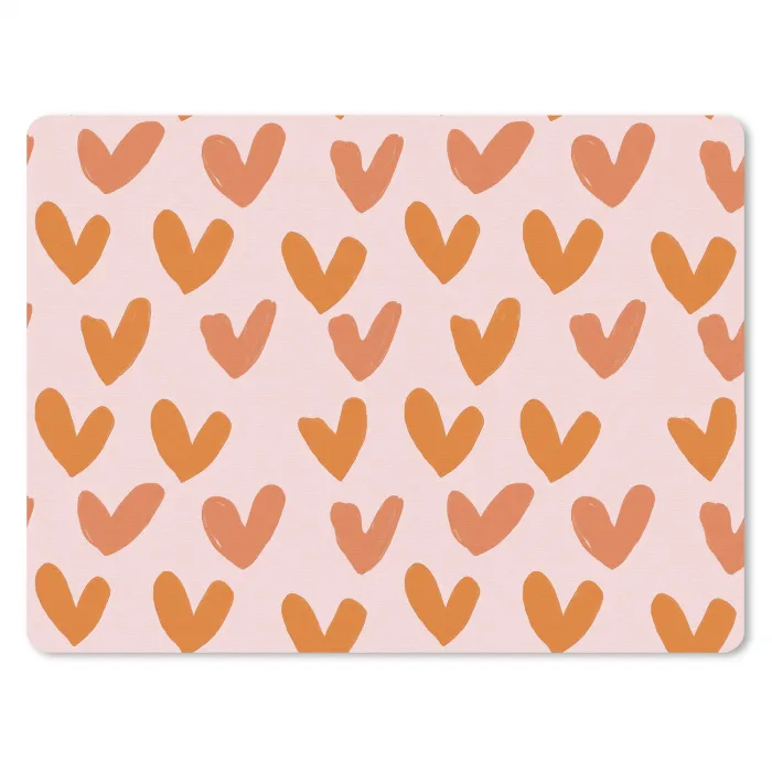 Hartjes - Getekend - Oranje muismat rubber klein 262 -3d