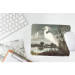 Reiger - Planten - Wolken - Wit muismat rubber klein -witbureau