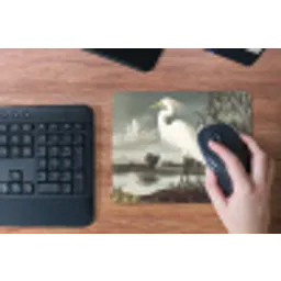 Reiger - Planten - Wolken - Wit muismat rubber klein -toetsenbord