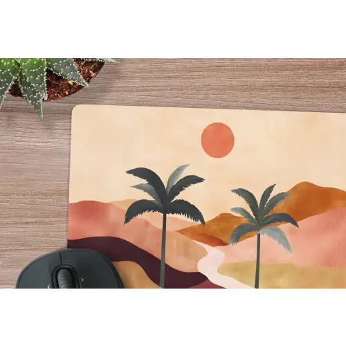 Heuvels - Palmbomen - Abstract muismat rubber klein -closeup