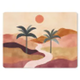 Heuvels - Palmbomen - Abstract muismat rubber klein -3d