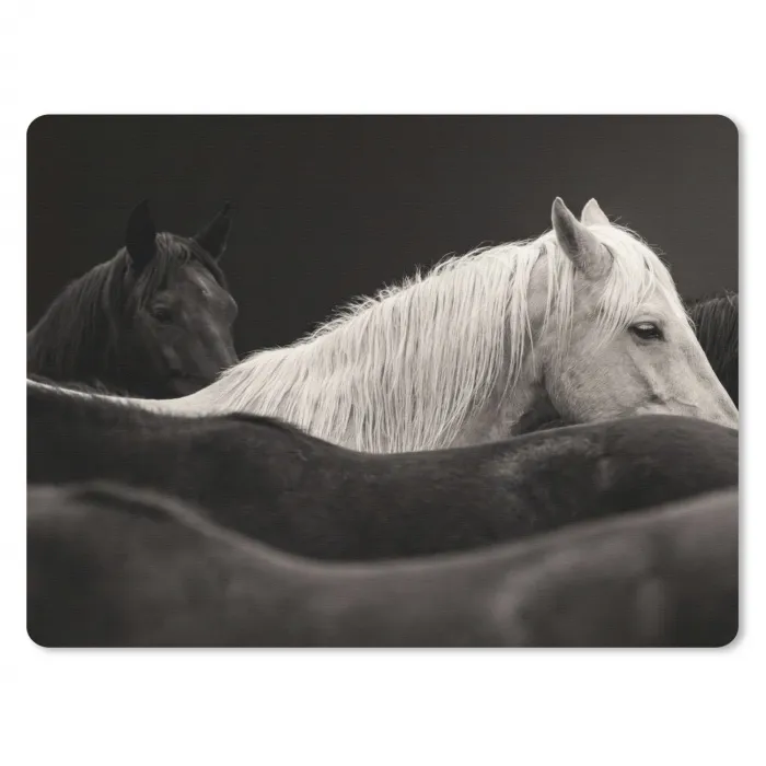 Paarden - Zwart - Wit - Kudde muismat rubber klein -3d