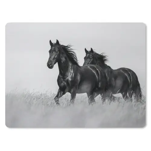Paarden - Gras - Zwart - Wit muismat rubber klein -3d