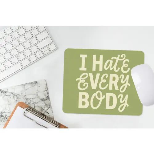 I hate everybody - Groen - Retro muismat rubber klein -witbureau