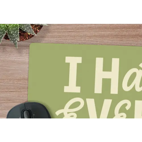 I hate everybody - Groen - Retro muismat rubber klein -closeup