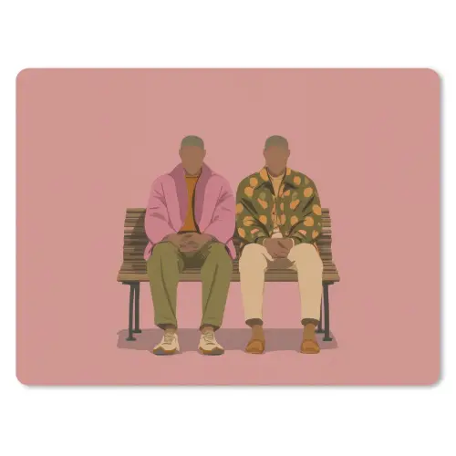 Illustratie - Bankje - Personen - Minimalistisch muismat rubber klein -3d