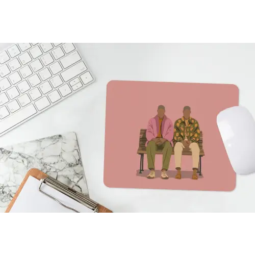 Illustratie - Bankje - Personen - Minimalistisch muismat rubber klein -witbureau