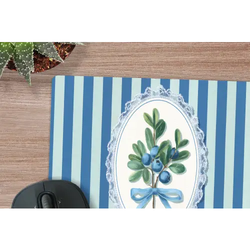 Illustratie - Bessen - Blauw - Strepen muismat rubber klein -closeup