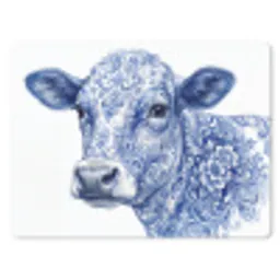 Illustratie - Koe - Blauw muismat rubber klein -3d