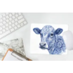 Illustratie - Koe - Blauw muismat rubber klein -witbureau