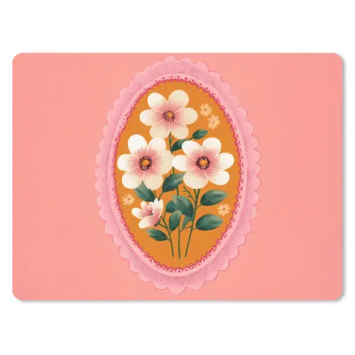 Illustratie - Bloemen - Rand - Roze muismat rubber klein -3d