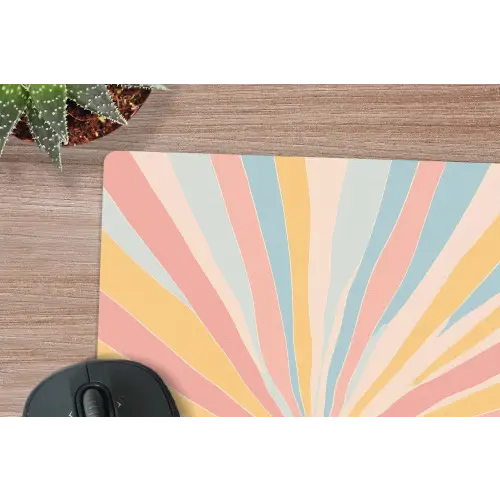 Illustratie - Zon - Pastelkleuren muismat rubber klein -closeup