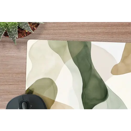 Japandi - Abstract - Groen muismat rubber klein -closeup