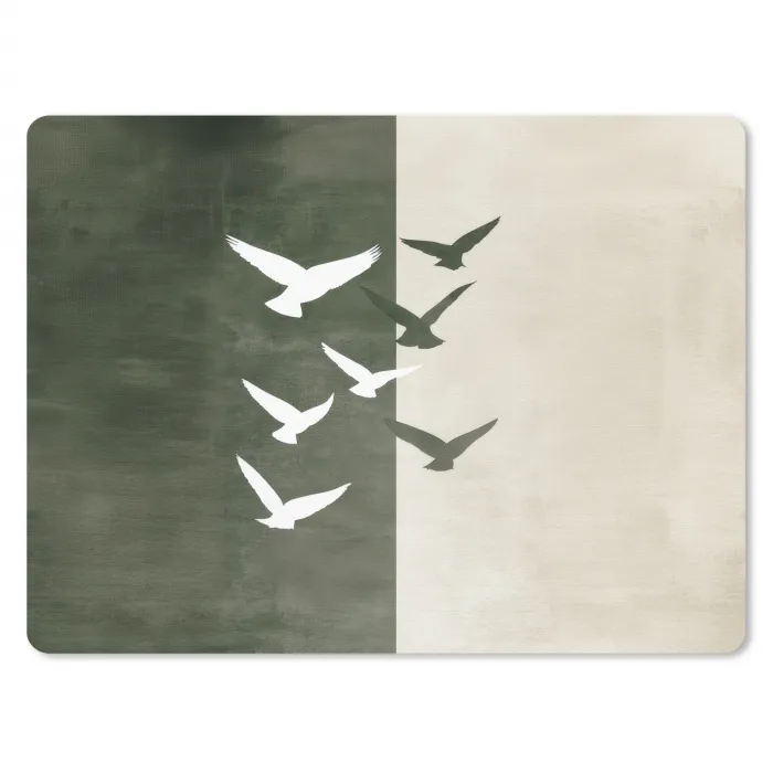 Japandi - Vogel - Groen muismat rubber klein -3d