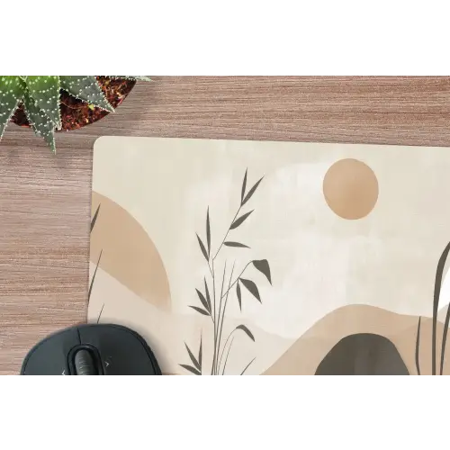 Japandi - Landschap - Beige muismat rubber klein -closeup