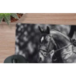 Springen - Paard - Zwart - Wit muismat rubber klein -closeup