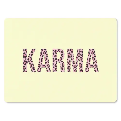Karma - Luipaardprint - Geel muismat rubber klein -3d