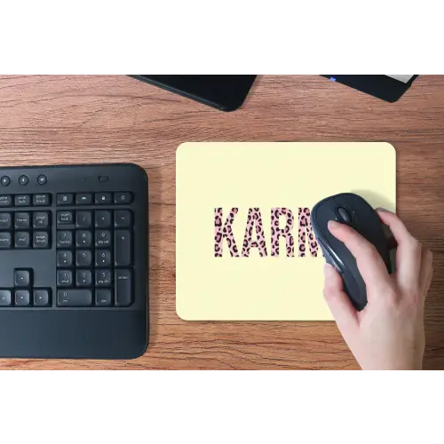 Karma - Luipaardprint - Geel muismat rubber klein -toetsenbord