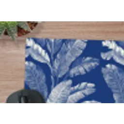 Blad - Palm - Blauw muismat rubber klein 262 -closeup