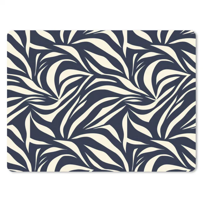 Bladvormen - Blauw - Patroon - Wit muismat rubber klein 262 -3d