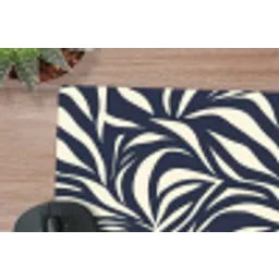 Bladvormen - Blauw - Patroon - Wit muismat rubber klein 262 -closeup