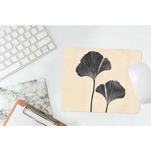 Bladeren - Minimalistisch - Zwart muismat rubber klein -witbureau