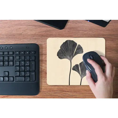 Bladeren - Minimalistisch - Zwart muismat rubber klein -toetsenbord