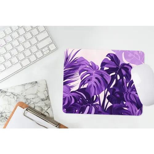 Bladeren - Paars - Tropisch - Abstract muismat rubber klein -witbureau