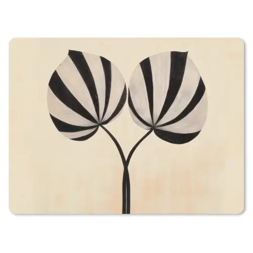 Bladeren - Gestreept - Stengel - Beige muismat rubber klein -3d