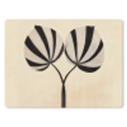 Bladeren - Gestreept - Stengel - Beige muismat rubber klein -3d