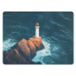 Vuurtoren - Rots - Zee - Golven muismat rubber klein -3d