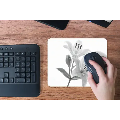 Lelies - Elegant - Zwart - Wit muismat rubber klein -toetsenbord