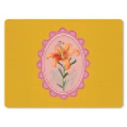 Lelie - Oranje - Lijst - Ovaal muismat rubber klein -3d