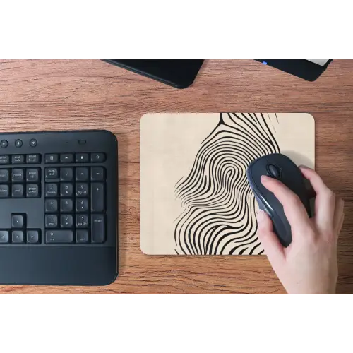 Lijnen - Abstract - Golvend - Zwart muismat rubber klein -toetsenbord