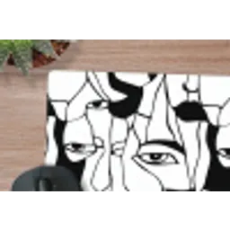 Lijnen - Gezichten - Zwart - Wit muismat rubber klein 262 -closeup