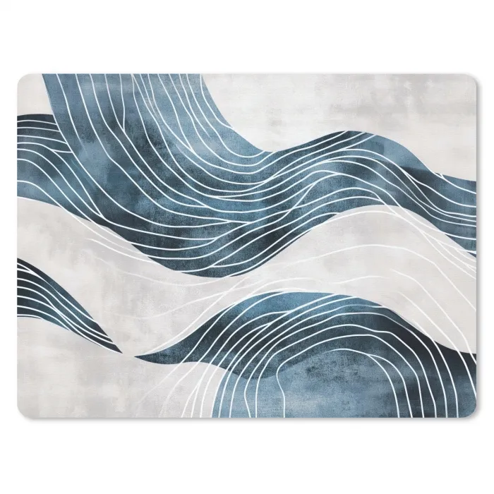 Lijnen - Golven - Abstract - Blauw muismat rubber klein -3d