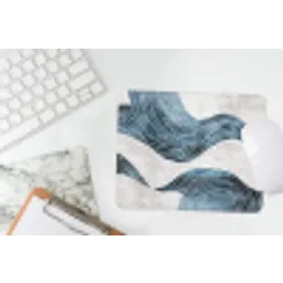 Lijnen - Golven - Abstract - Blauw muismat rubber klein -witbureau