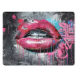 Lippen - Felroze - Graffiti - Verfstrepen muismat rubber klein -3d