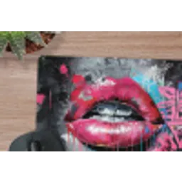 Lippen - Felroze - Graffiti - Verfstrepen muismat rubber klein -closeup