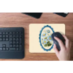 Lijst - Bloemen - Lichtblauw - Illustratie muismat rubber klein -toetsenbord