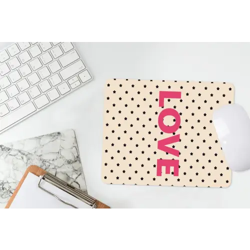 Love - Stippen - Roze muismat rubber klein -witbureau