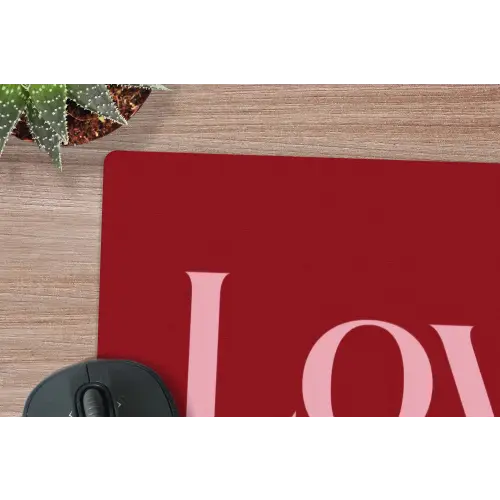 Love - Spiegeling - Rood muismat rubber klein -closeup