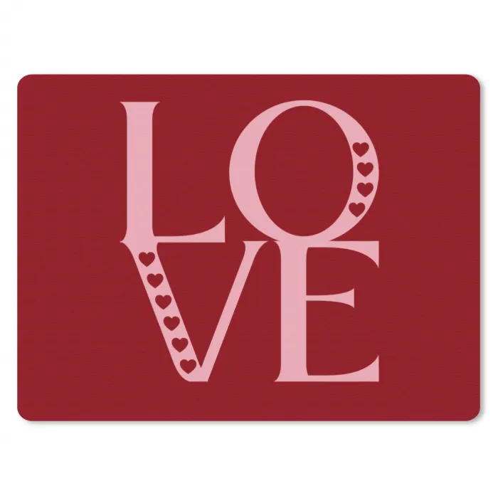 Love - Rood - Hatjes muismat rubber klein -3d