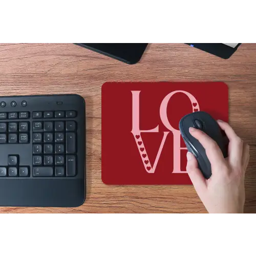 Love - Rood - Hatjes muismat rubber klein -toetsenbord