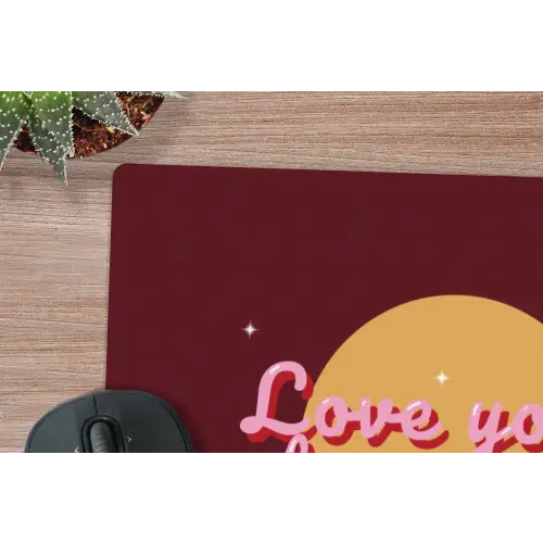 love your damn self - Cirkel - Glitter - Rood muismat rubber klein -closeup