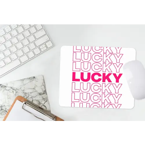 Lucky - Roze - Patroon muismat rubber klein -witbureau