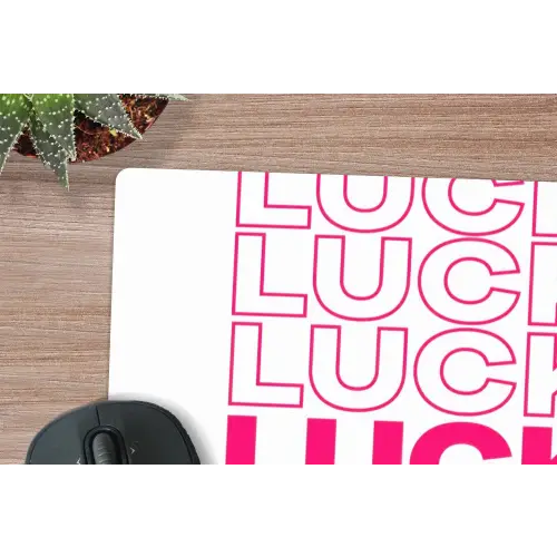 Lucky - Roze - Patroon muismat rubber klein -closeup