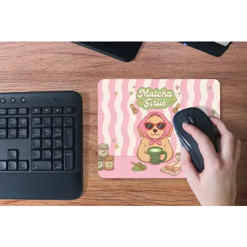 Matcha - Hond - Roze - Groen muismat rubber klein -toetsenbord